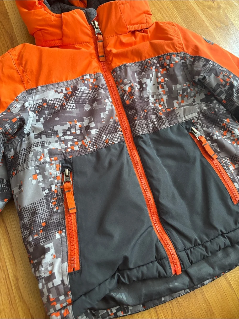 4T Snozu Orange and Gray Puffer Snow Jacket